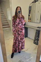 Load image into Gallery viewer, Velvet Side Knot Dress in Pink Floral
