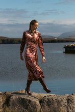 Load image into Gallery viewer, Velvet Side Knot Dress in Pink Floral
