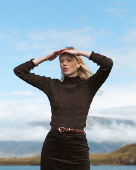 Ruched Top in Brown