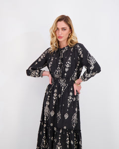 *FINAL SALE* Elastic-Waist Dress in B&W