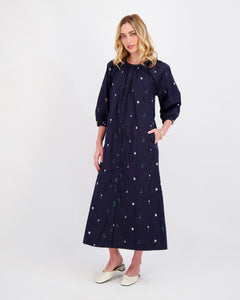 *FINAL SALE* Embroidered Dress in Navy