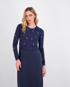 *FINAL SALE* Embroidered Cardigan and Dress Set in Navy
