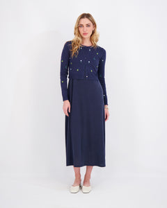*FINAL SALE* Embroidered Cardigan and Dress Set in Navy