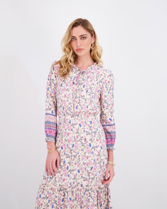*FINAL SALE* Elastic-Waist Dress in Pink Floral