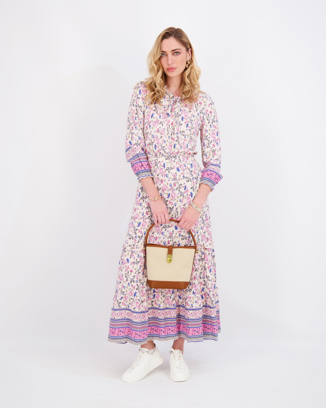 *FINAL SALE* Elastic-Waist Dress in Pink Floral