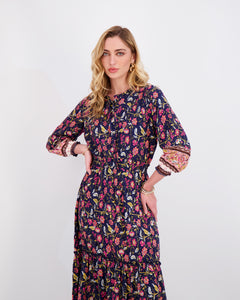 *FINAL SALE* Elastic-Waist Dress in Blue Floral