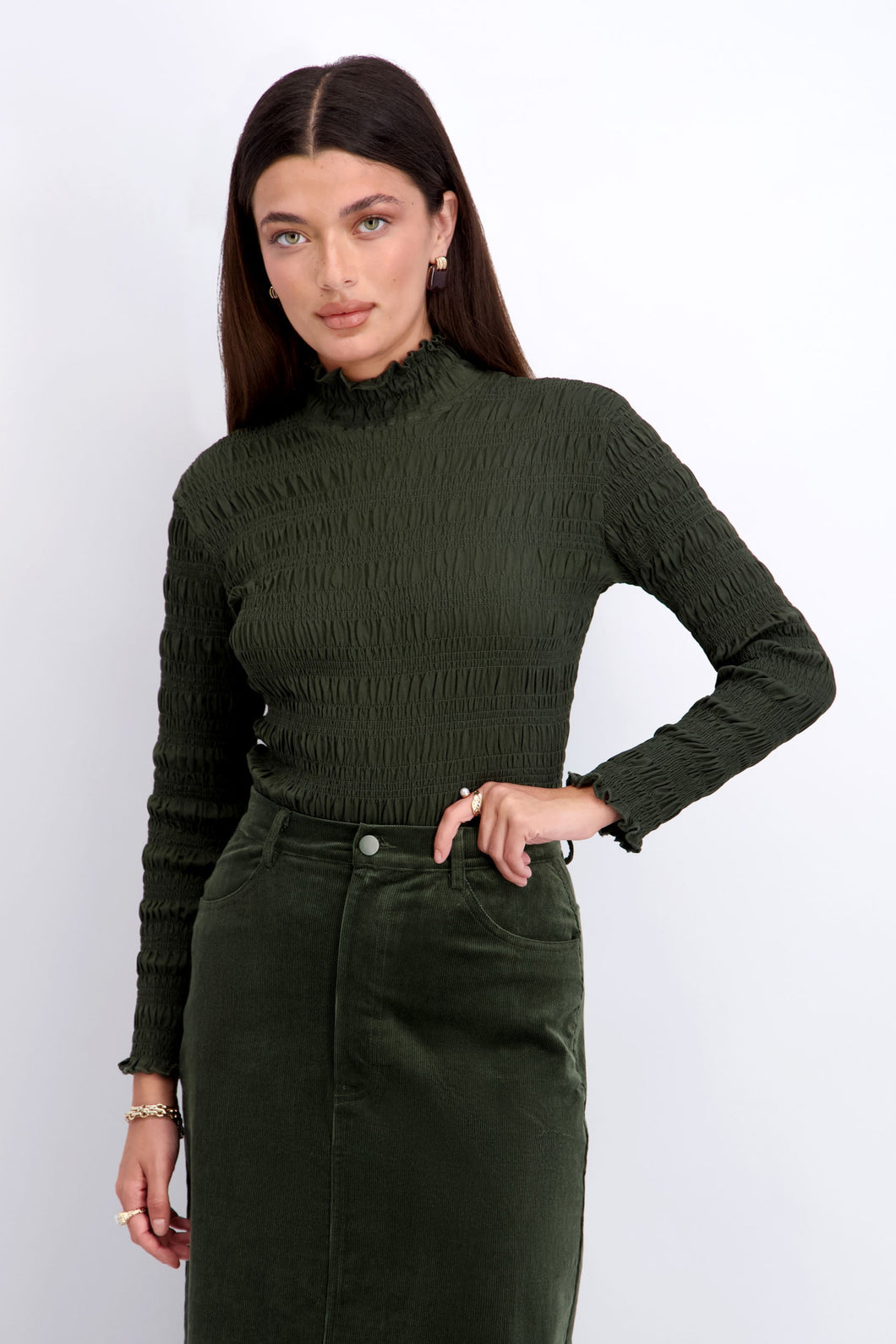 Ruched Top in Green