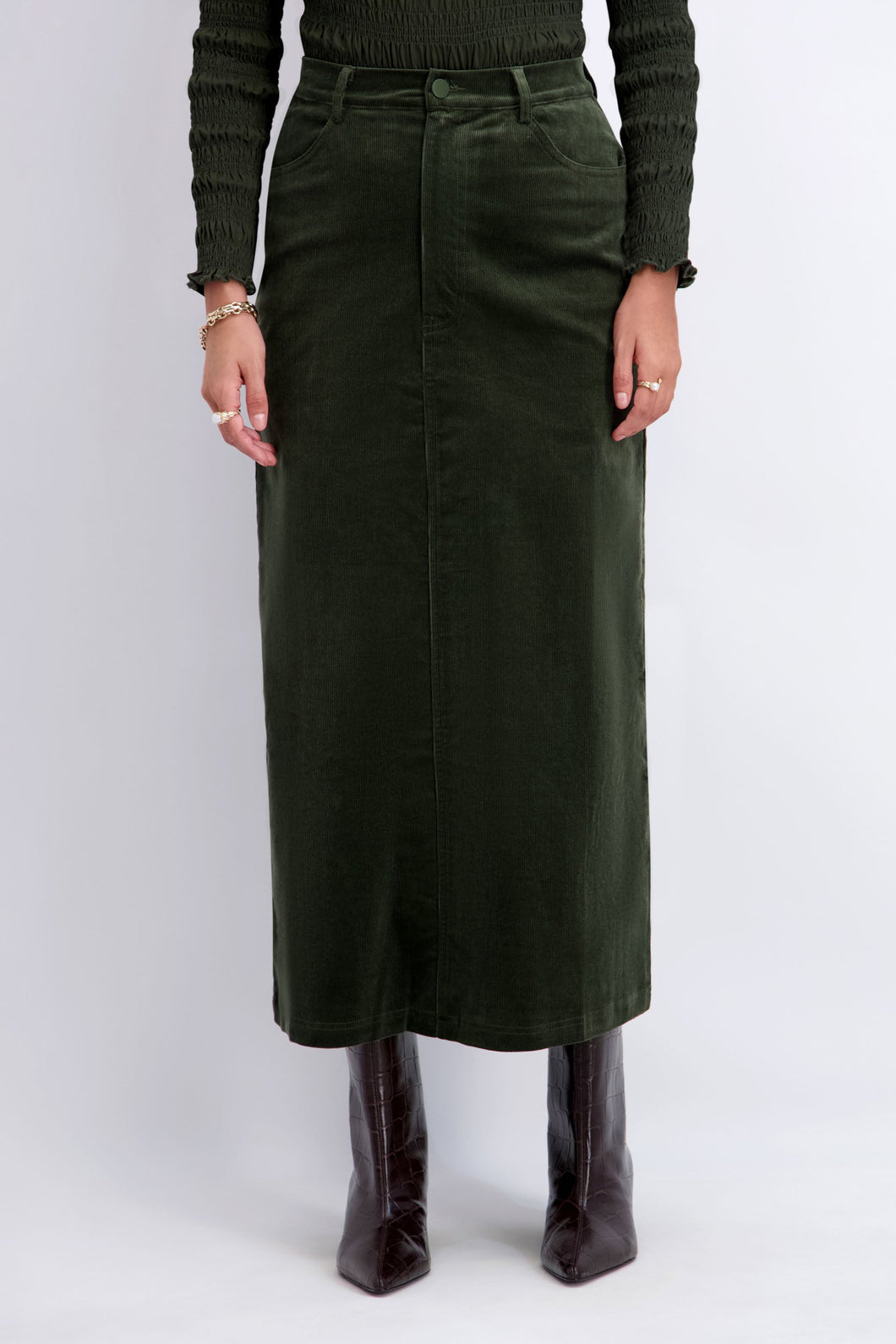 Corduroy Stretch Skirt In Green