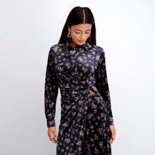 Load image into Gallery viewer, Velvet Side Knot Dress in Floral
