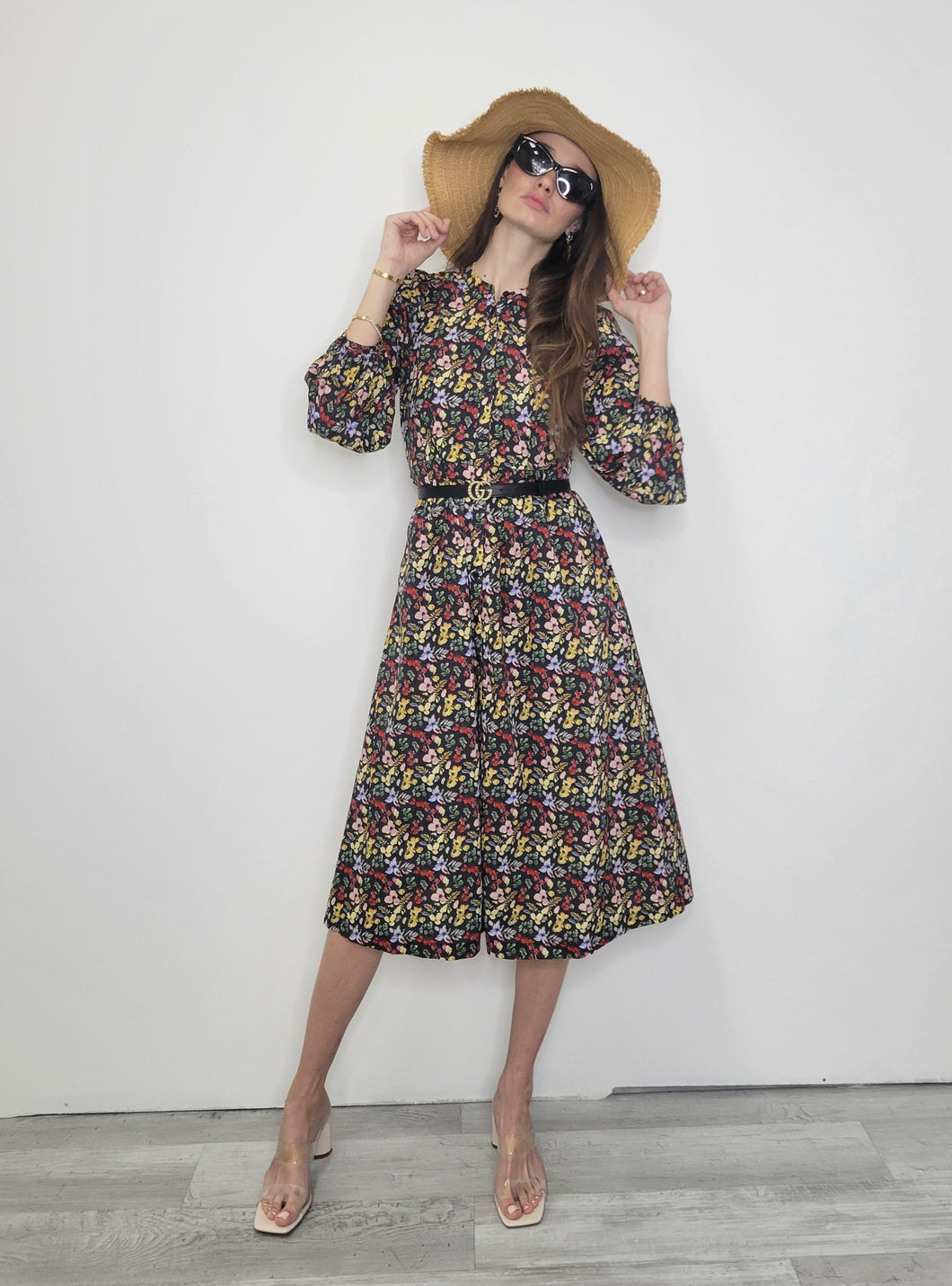 **FINAL SALE** Floral Cotton Button Down Dress Multi