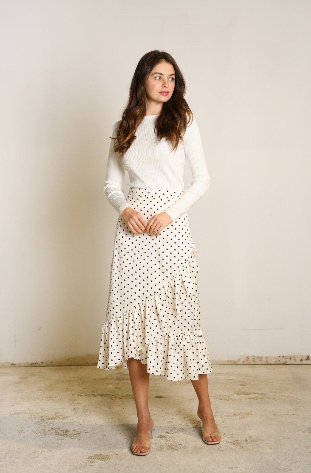 Black polka sale dot ruffle skirt